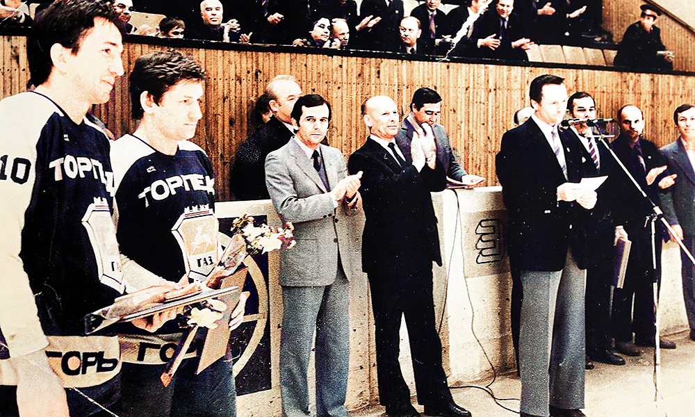 Чествование Олимпийских чемпионов Александра Скворцова и Владимира Ковина в «Нагорном». 1984 год